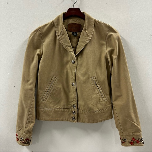 Ralph Lauren Floral Embroidered Tan Jacket Small - Picture 2 of 11
